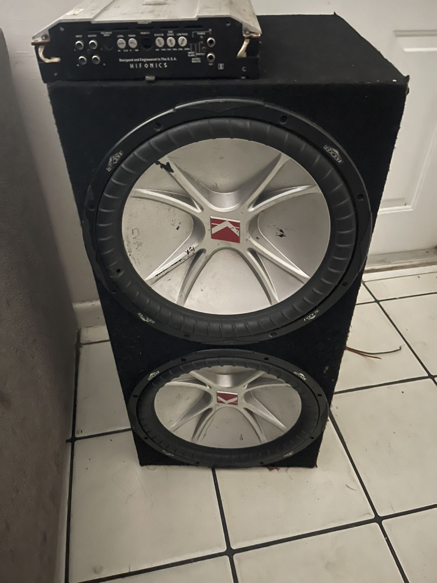 2 15”s Kicker CVRs & 2,000 Watt Hifonics Brutus Amp
