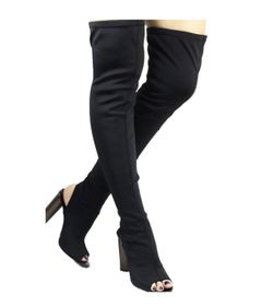 Cape Robbin Stretch Open Toe Over The Knee Boots 