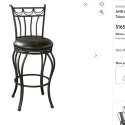 2 New American Heritage Billiards Abella Swivel Bar Stools Leather