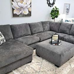 Ashley Smoke Gray Oversized Sectional Couch 