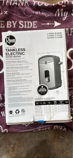 Rheem New tankless Electric water heater