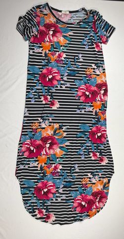 Oddi Floral Striped Midi Dress Small