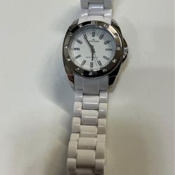 Anne Klein Watch Women's Analog Gemmed White Silver Tone Quartz 6.5 inch 36 mm