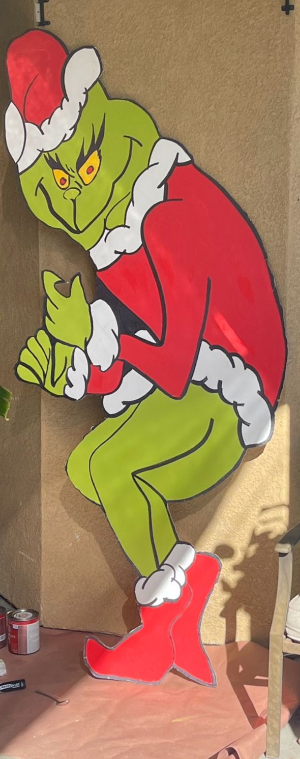 Christmas Whoville Grinch yard art / outdoor lawn decorations / Christmas décor /Christmas decorations /holiday decor/wooden yard signs 7ft Tall