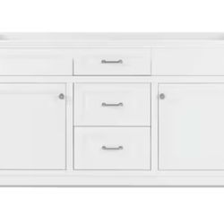 Style Selections Merrill 60-in True White Bathroom Vanity Base Cabinet without Top