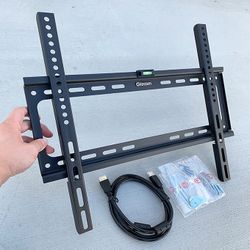 (New in box) $10 Low-profile Fixed 26-55” TV Wall Mount Bracket, Max 110 lbs with 5ft HDMI Cable 