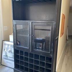 Black Wine Cabinet, Custom No Brand