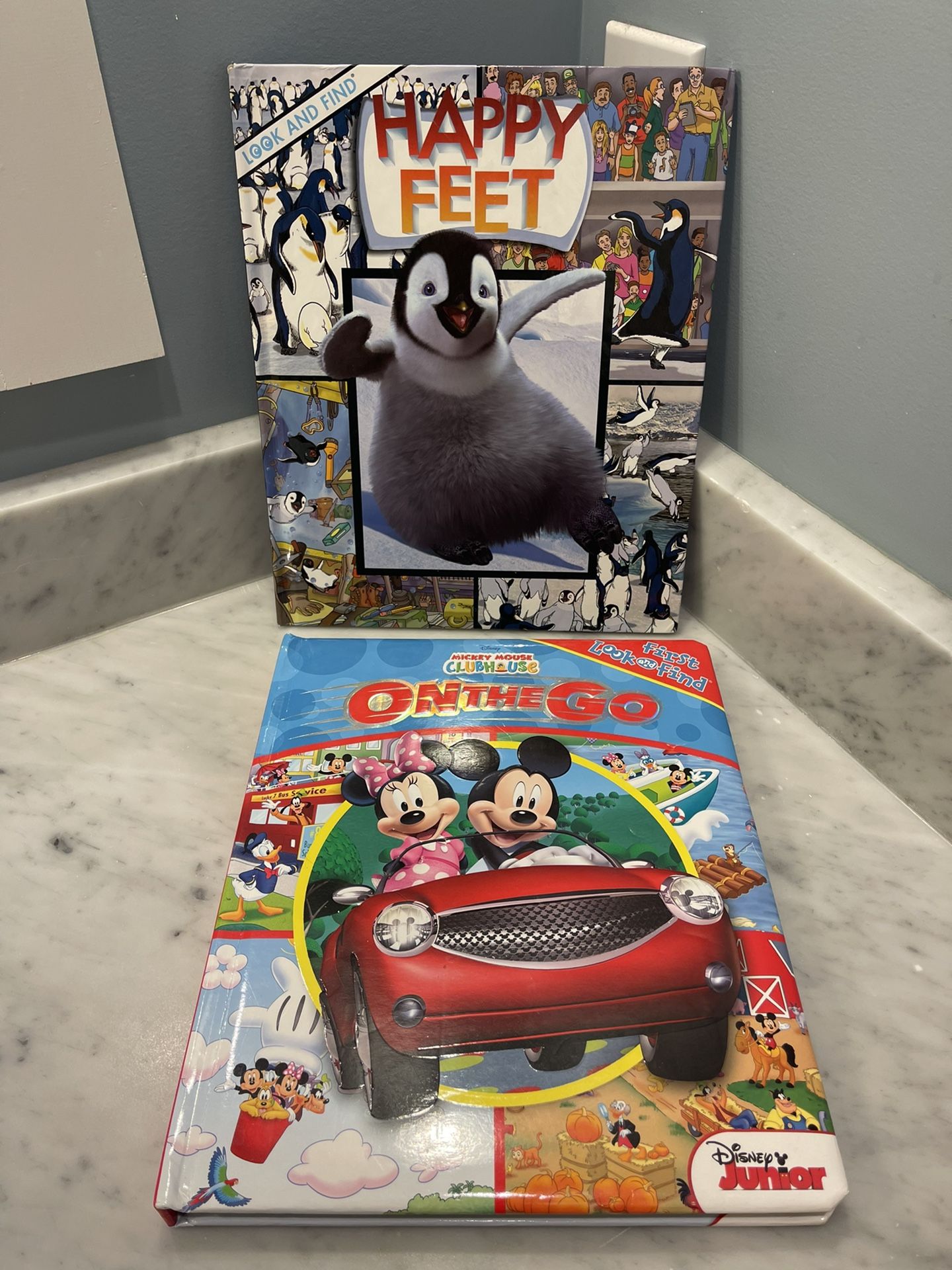 Disney Mickey Mouse treehouse club search and find and happy feet extra large books EUC