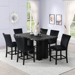 2220 onyx-(faux marble)counter height table+6 chair set😎🔥📲😍🚛👀