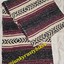 New Tan Burgundy  Falsa Mexican Blanket 