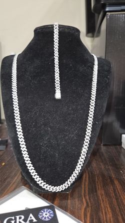 24" 6mm Moissanite Monaco Sterling Silver 925 Set