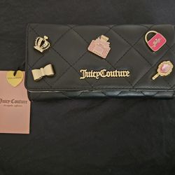 Juicy Couture Girls only Black Quilted Charm wallet