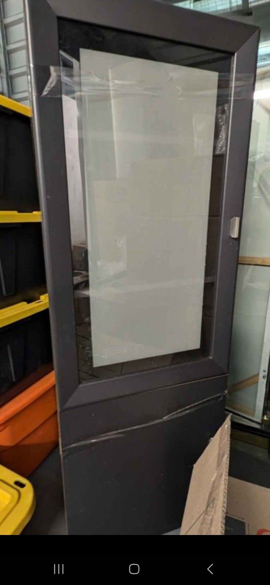 2 black cabinets wooden w/ glass