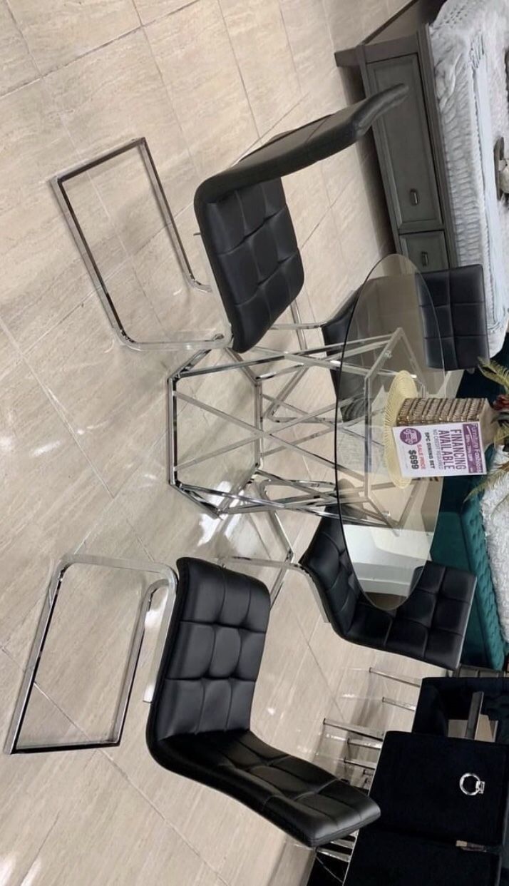 Madanere Black/Chrome 5 Piece Dining Room Set Ashley