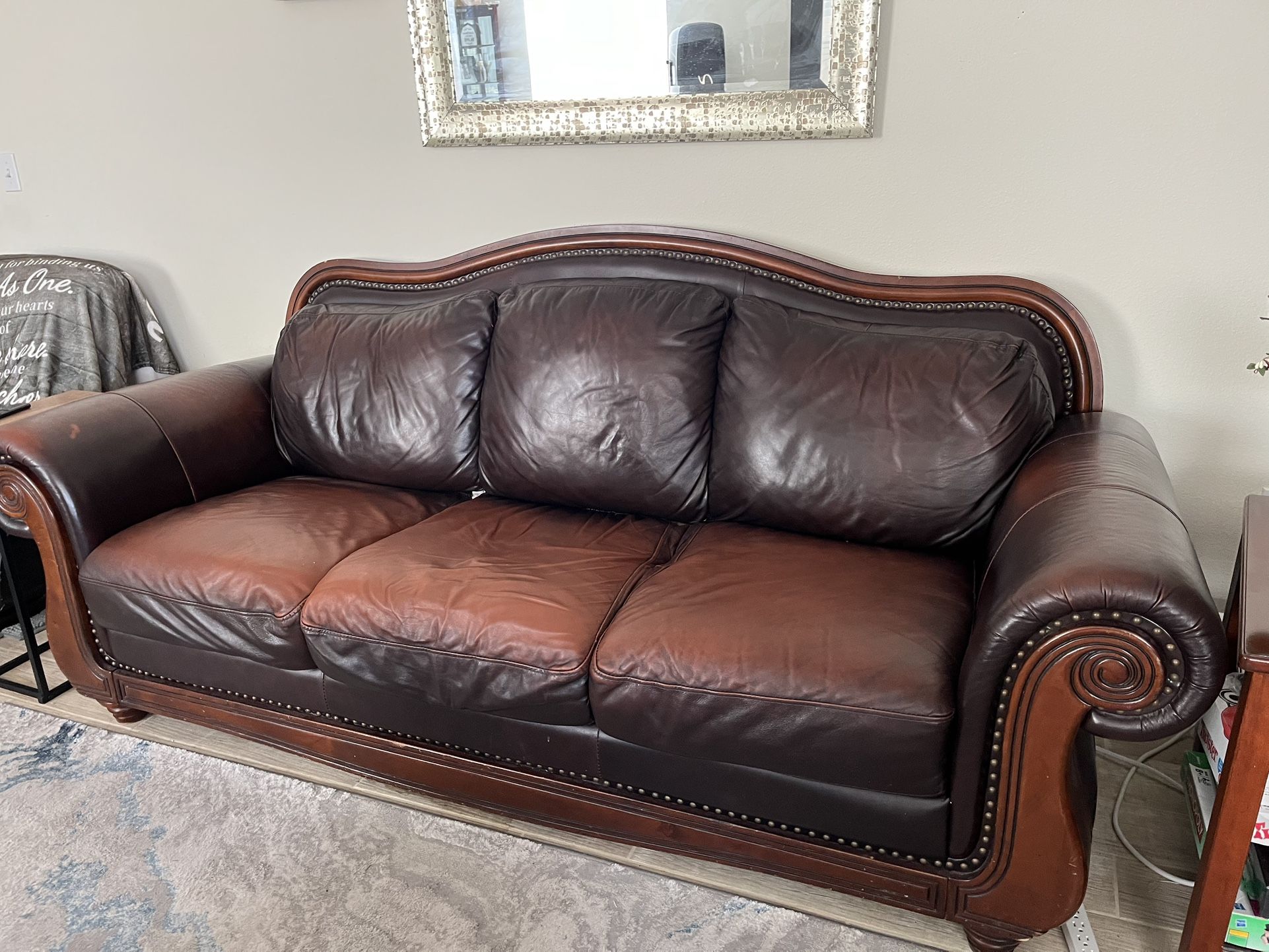 Leather Sofa and Love Seat Set.