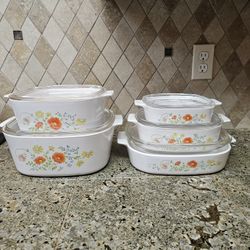 10 Piece Wildflower Corning Ware Cookware