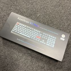 Keychron V6 Max Wireless Custom Mechanical Keyboard, 2.4 GHz Bluetooth 5.1 QMK Full-Size Layout RGB with Hot-swappable Silent Red Switch Compatible wi