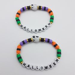 Halloween Stretch Bracelets, Handmade, Multicolor Bracelets  