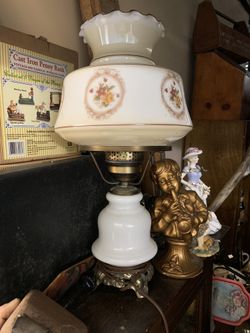 Vintage electric white milk glass lamp