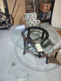 CRATE&BARREL halo glass dining table