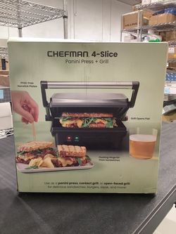 CHEFMAN Multifunctional 180° Grill + Panini Press (4-Slice)