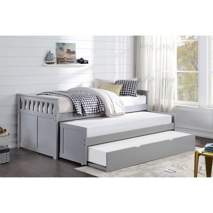TRUNDLE BED WITH MATTRESS SOLID WOOD