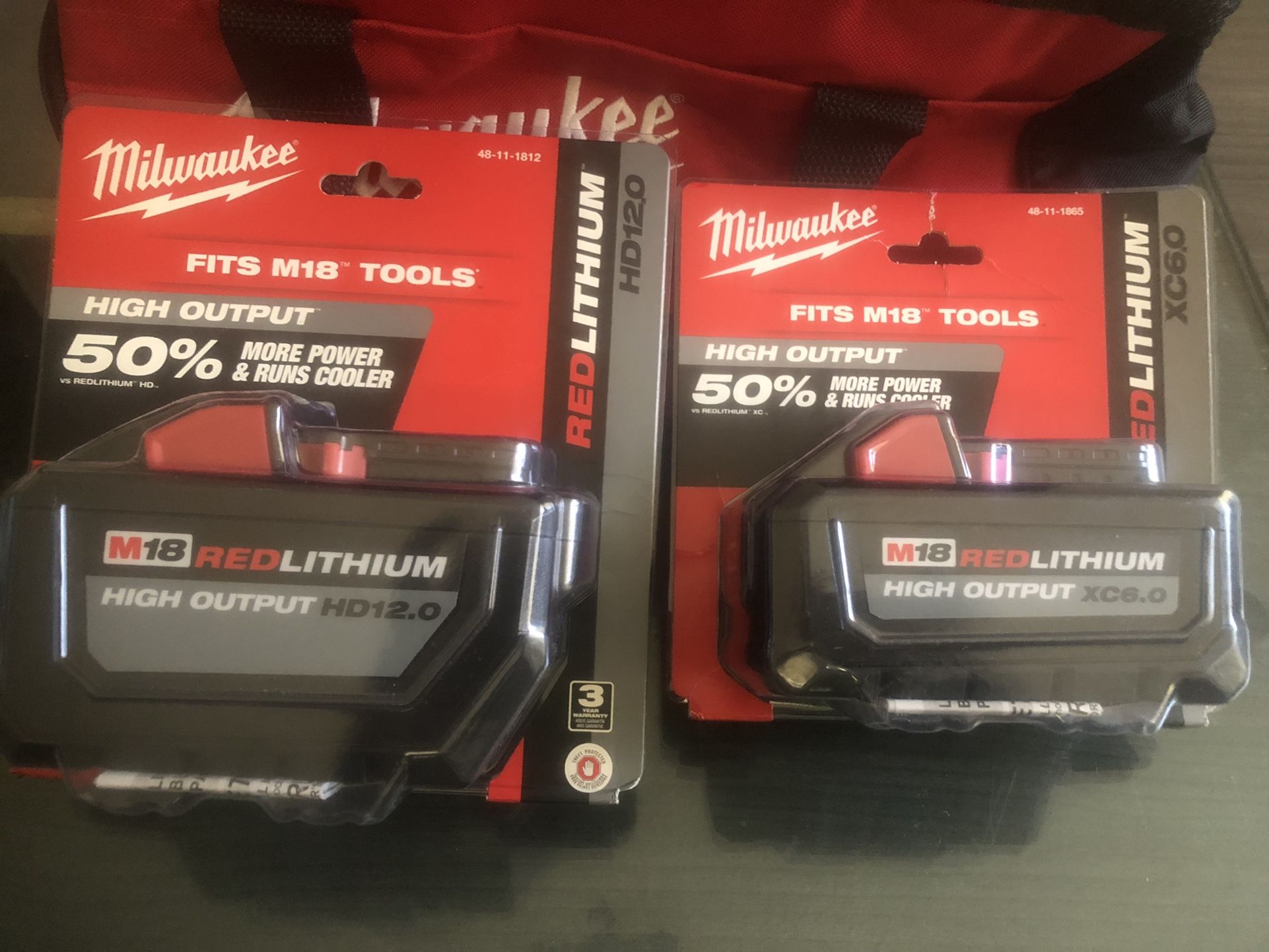 Milwaukee M18 18-Volt Lithium-Ion High Output 12.0Ah,8.0Ah Battery Packs