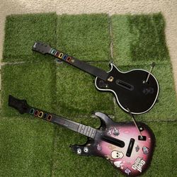 Guitar Hero Wireless Guitar Controllers Black & Purple Plastic Set