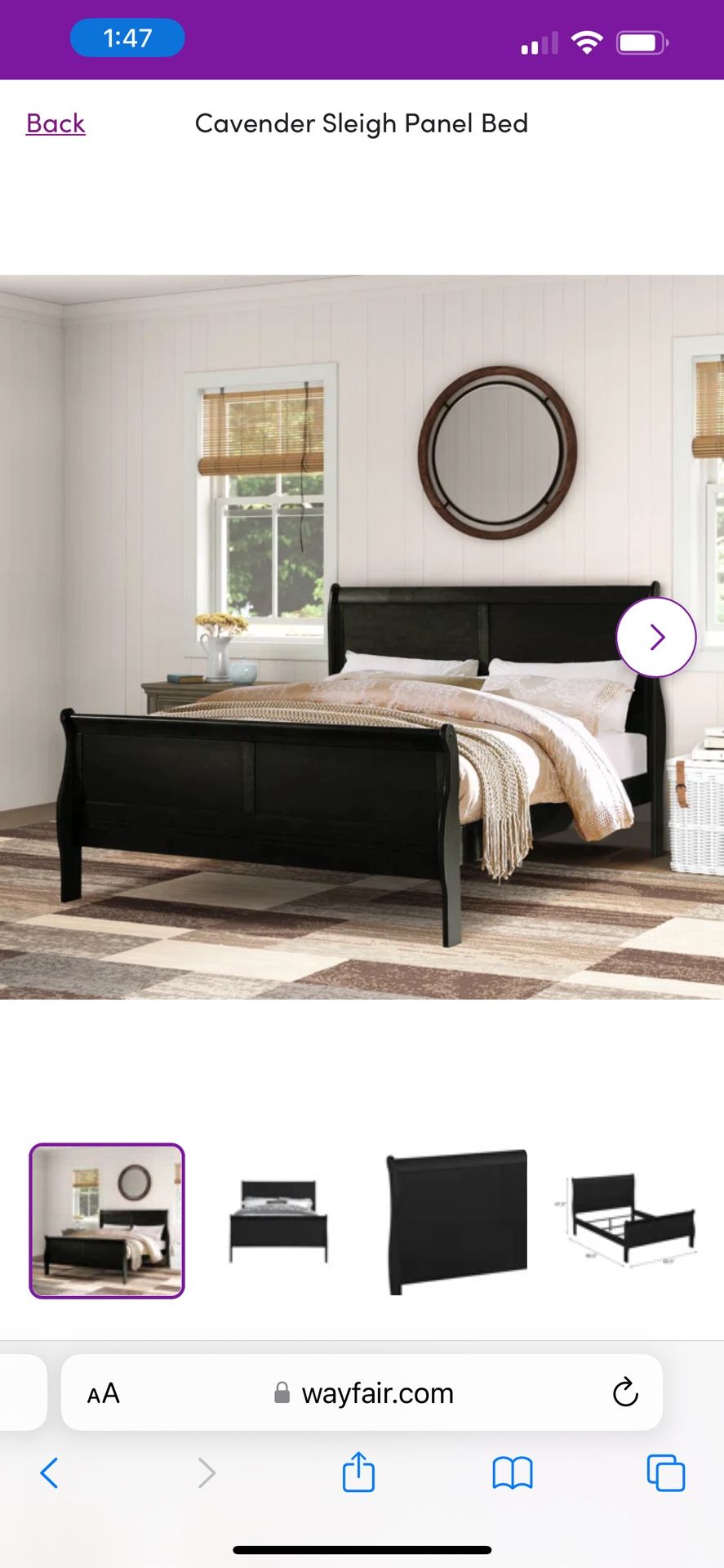Black 3 Piece Solid Wood Bedroom Set