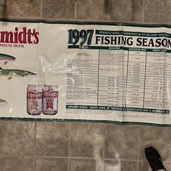 Schmidts Beer 1997 Fishing Banner 9’ 6” Long. Nice Collectible. You Must Pickup