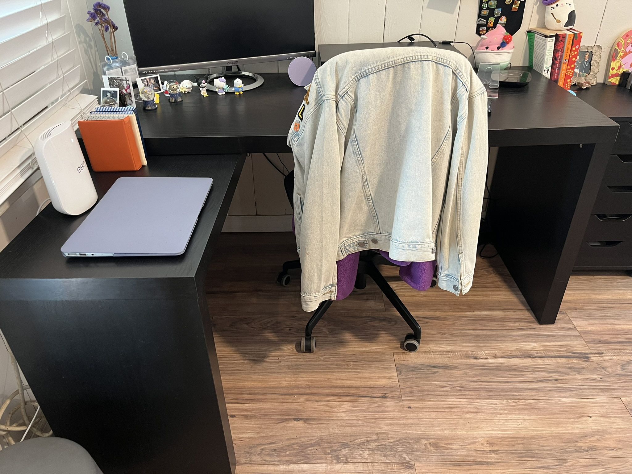 IKEA MALM Pull Out L Shaped Black Desk
