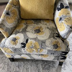 Black, Yellow And Gray Floral Chairs