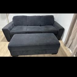 Living Spaces Deep Seat Big Comfy Couch Sofa and Ottoman