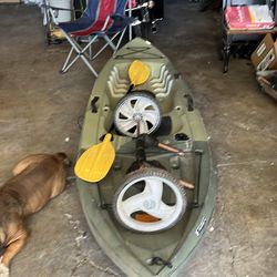 Kayak for sale with wheels and used normal wear in good condition conditions 300 or best offer
