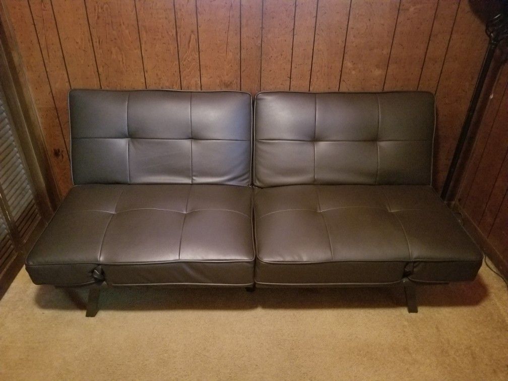 Adjustable leather futon