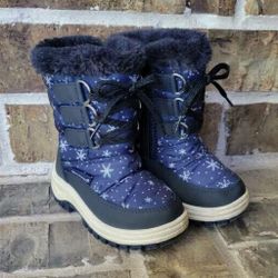 Navy Blue Snowflake toddler kids children EU 26 Us 9 9.5 snow boots shoes winter warm