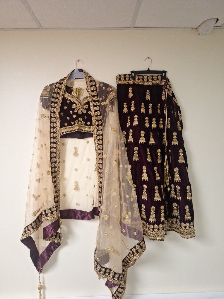 Velvet 3 Peice Indian Dress Langa