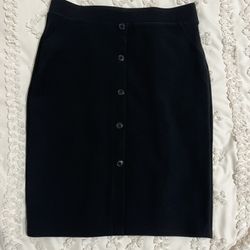 Chic Black Button-Front Pencil Skirt