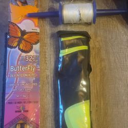 Two Kite Flyers butterfly and Green And Black Bat With Two Kite Reeler Winder 