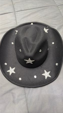 Black cowboy hat with silver stars