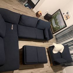 Sectional, Chair and Ottoman