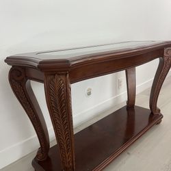 Console Table W/ Glass Top