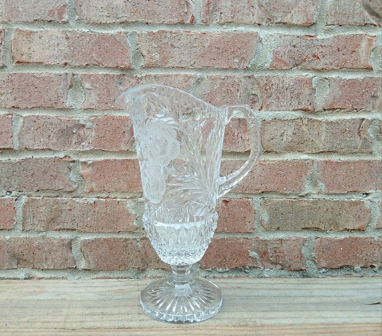 Vintage Floral Cut Pitcher 