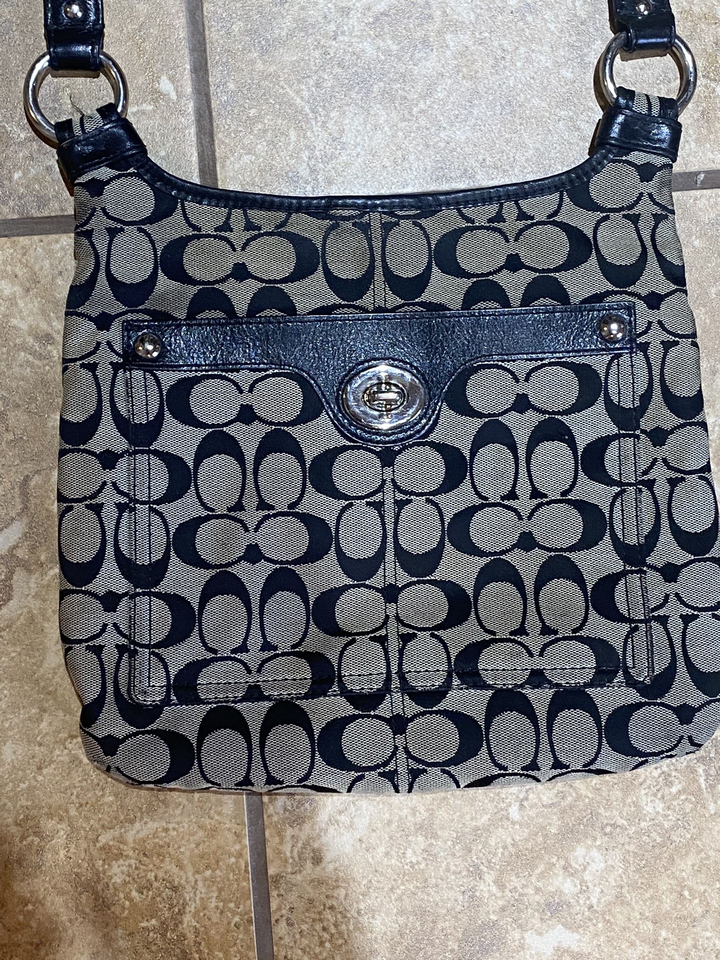 Black & Grey Medium Coach Crossbody Bag 