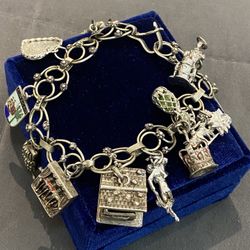 800 SILVER ETRUSCAN CHARM BRACELET 