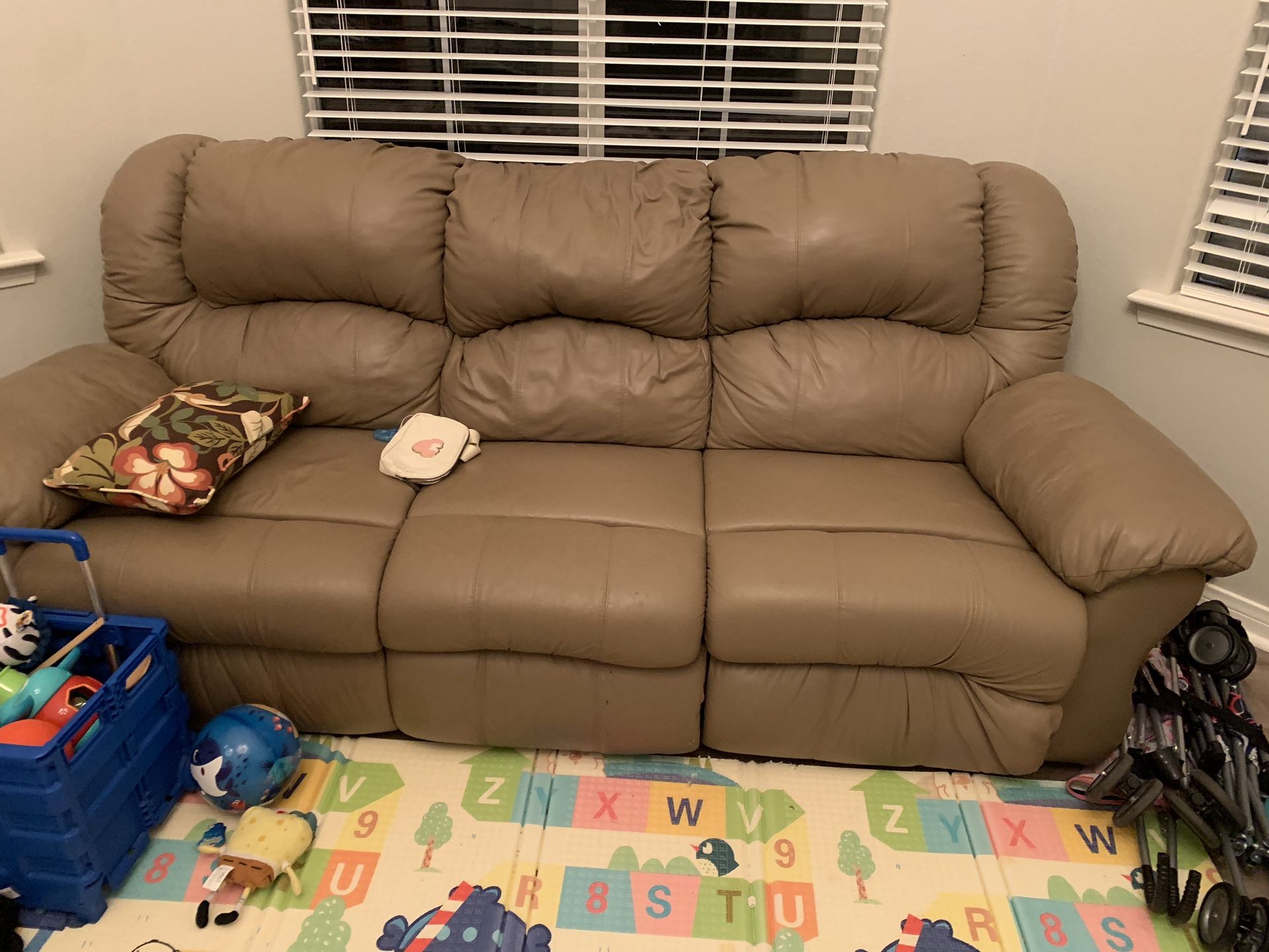 Leather Reclining Couch And Loveseat