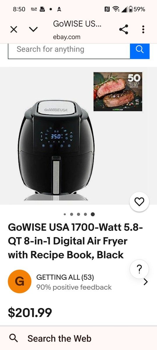 For Sale  GoWise USA Digital Air Fryer - Great Condition