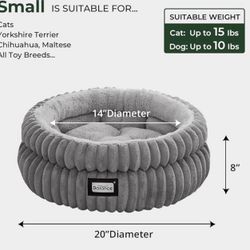 Cat Bed Kitten Bed, Washable Round Cat Beds for Indoor Cats,Super Soft Plush Faux Fur Pet Bed for Puppy and Kitten with Anti-