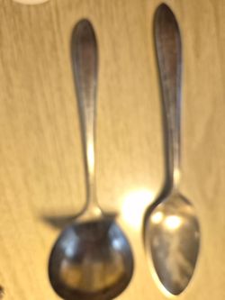 Silver plate Community serving spoon and Community ladle