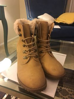 High Heel Suede half boot with fur.... size 9 Women US